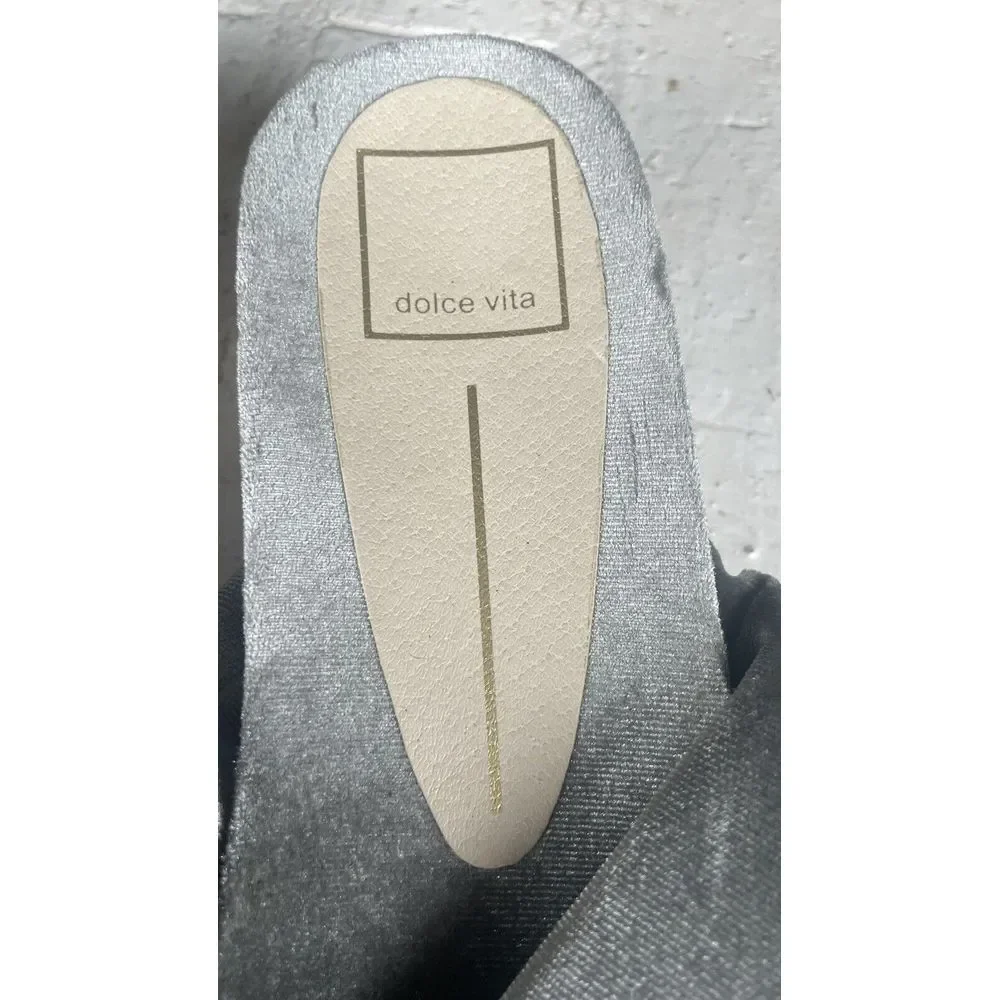 Dolce Vita Velvet Gray Slip On‎ Women's Shoes Braided Heel Size 9